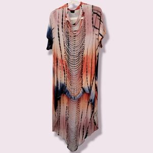 Tie dye center cut out Beach cover-up